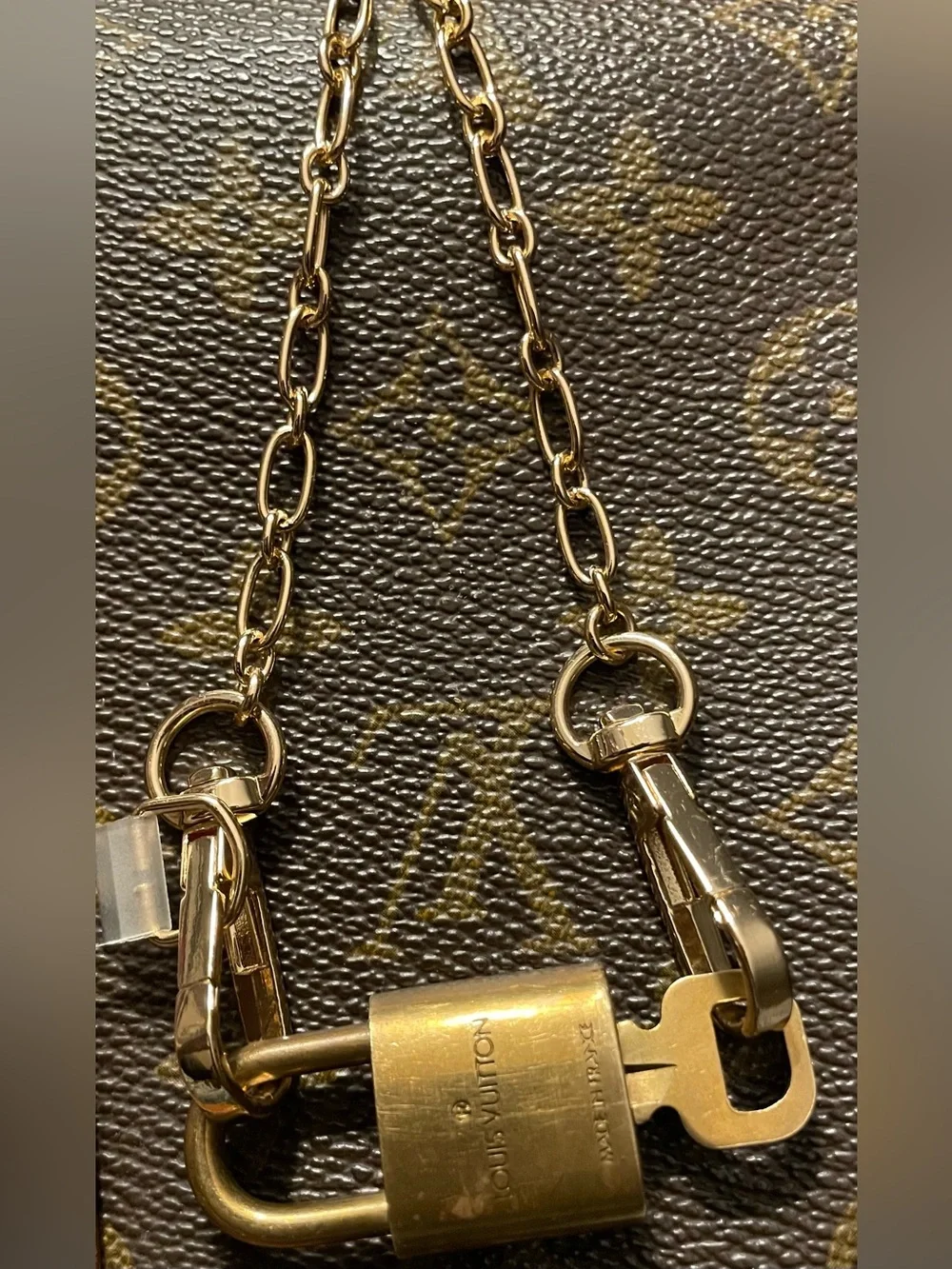 Louis Vuitton Gold-tone Padlock Key & Card Holder Charm